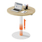 24" Pneumatic Height Adjustable Round Side Table, Gas Lift Pedestal Drink End Table, Small Accent Nightstand for Living Room Sofa Couch, White Wood Grain - color: White Wood Grain, size: 23.62"