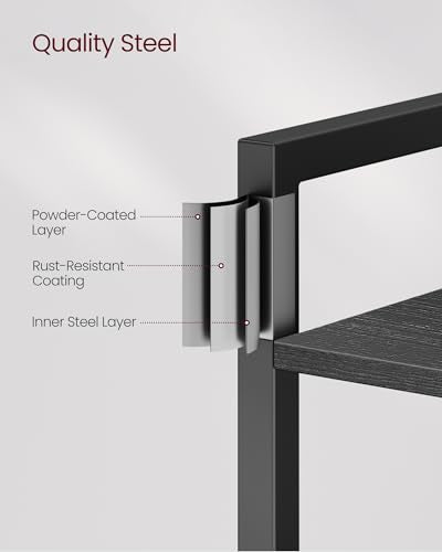 VASAGLE 6-Tier Bookshelf, Bookcase with Steel Frame, Book Shelf for Living Room, Home Office, Study, 11.8 x 15.7 x 73.2 Inches, Industrial Style, Ebony Black and Ink Black ULLS101B56 - color: Ebony Black + Ink Black, size: 6 Tiers (11.8"D x 15.7"W x 73.2"