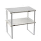 2-Pack Expandable Stackable Cabinet Shelf, Metal and Wood, White - color: White