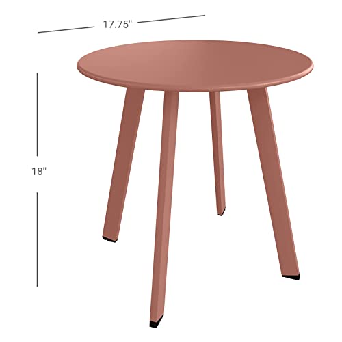 Grand patio Outdoor Side Table Round End Table with Square Feet Small Accent Table Great for Patio Balcony - color: Rose Dawn