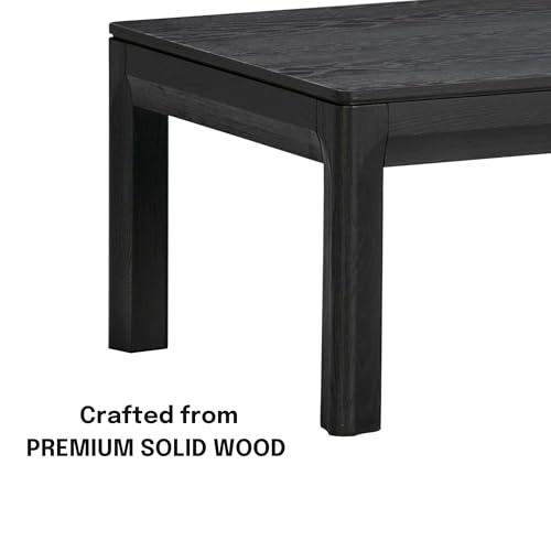 NTC Flow Modern Wooden Rectangle Coffee Table with Hidden Drawer – Waterproof & Heat Resistant, Burnt Black - color: Burnt Black, size: 47 Inch, style: Coffee Table