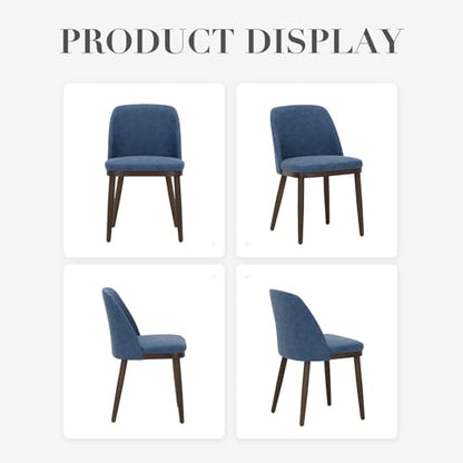COLAMY Upholstered Dining Chairs Set of 6, Modern Kitchen Chairs with Back, Leather Side Dining Room Chairs with Wood Legs for Kitchen Dining Room Restaurant, Blue - color: Blue, size: Set of 6
