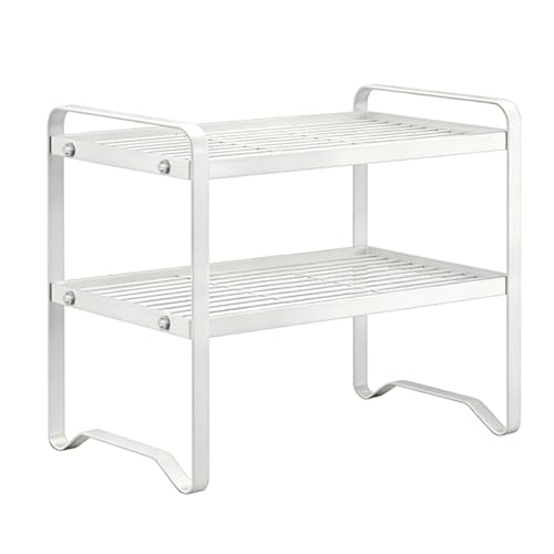 Metal Wire Cabinet Shelf - Multi-Functional Storage Solution for Kitchen, Pantry, Countertop & Under Cabinet - Spice Holder, Bookshelf & Cup Display Stand - White, 2-Tier 12" L - color: White, size: 2-Tier 12" L