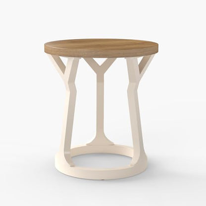 Kinfant Accent Side Table - Vintage Wood End Table Sofa Table with Bottom Shelf for Living Room, Bedroom, Office (1-Pack-White and Brown) - style: 1-pack-White and Brown