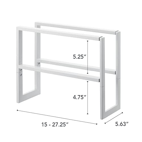 YAMAZAKI Home Expanding Shoe Rack, Metal, Adjustable Steel One Size White - color: White, size: Double
