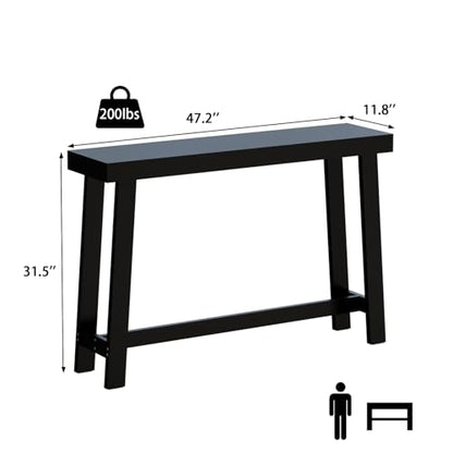 47-Inch Narrow Console Table, Entryway Sofa Table for Hallway,Black | 100% Natural Bamboo slim profile, reinforced angled frame versatile wall-side placement - color: Black, style: Classic