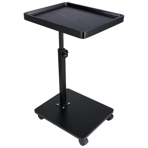Narrow C Shaped End Tables Living Room, 360° Swivel Adjustable Height Small Side Table, Modern Side Table for Couch Bedroom (Back) - color: Black