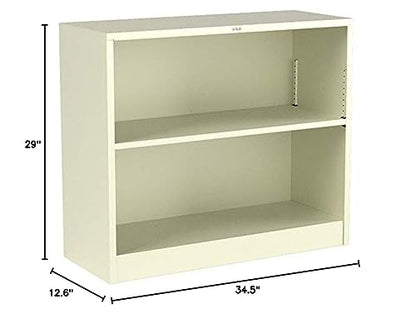 HON Brigade Metal Bookcase - Bookcase with Two Shelves, 34-1/2w x 12-5/8d x 29h, Putty (S30ABC) - color: Putty, size: 2 Shelves