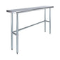 60″ × 14″ Open-Base Stainless Steel Work Table – NSF Certified Narrow Commercial Prep Table with Galvanized Legs for Kitchens, Labs & Food Trucks - size: 60"x14"