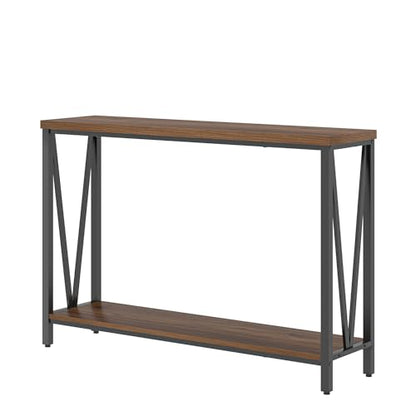FOLUBAN Entryway Table, Narrow Console Table, Modern Sofa Table for Living Room, Hallway, Behind Couch (Rustic Walnut) - color: Walnut