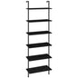 HOOBRO DIY Ladder Shelf, 6-Tier Wall Mounted Bookshelf, Office Vertical Bookcase, Wooden Storage Shelves for Home Office, Bedroom, Black BB65CJ01 - color: Black