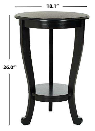 SAFAVIEH Furniture - Mary Pedestal Table - Distressed Black - Solid Wood - Farmhouse Pedestal Design - Ideal for Living Room, Entryway, Home Office, 18.1" W x 18.1" D x 26" H (AMH5711B) - color: Distressed Black