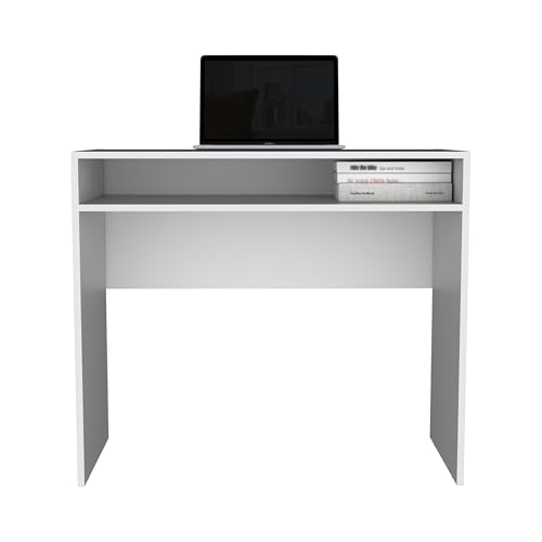 Stella 35" Wide Writing Desk with Shelf for Home Office, Bedroom, Living Room - Compact Space-Saving Desk with Open Storage