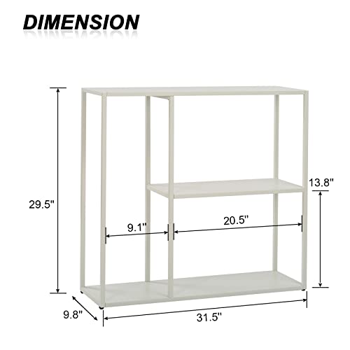 HDANI Console Table, Narrow Entryway Table, 3 Tier Metal Hallway Table, 9.8''Dx31.5''Wx29.7''H(White) - color: White, size: 9.8"D×31.5"W×29.7"H
