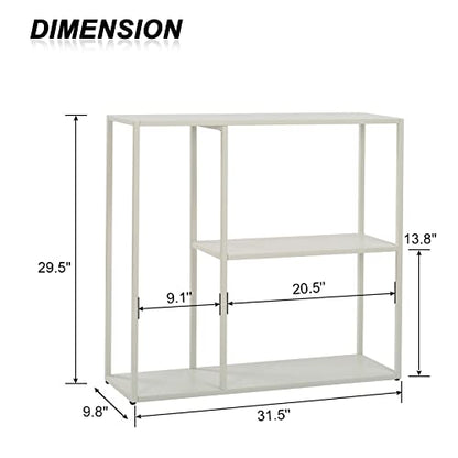HDANI Console Table, Narrow Entryway Table, 3 Tier Metal Hallway Table, 9.8''Dx31.5''Wx29.7''H(White) - color: White, size: 9.8"D×31.5"W×29.7"H