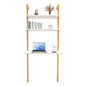 2-Shelf Industrial Wall Mount Ladder，Wall Mount Computer or Writing Desk, Computer Laptop Desk with Shelves, Wall Table Floating Desk with Storage for Home Office, Gold, (20" Dx30 Wx72.8 H) - color: Gold/ White