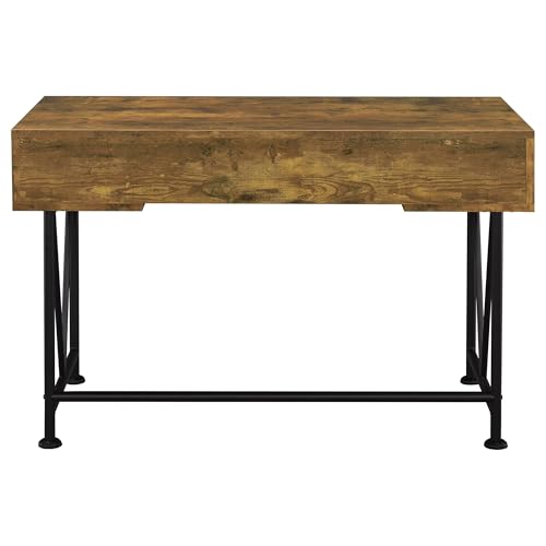 Coaster Home Furnishings Analiese Rustic 47-Inch 3-Drawer Home Office Computer Writing Desk Study Table with Storage Engineered Eco-Friendly Wood Look Laminate Sturdy Steel Rustic Nutmeg 801541 - color: Rustic Nutmeg