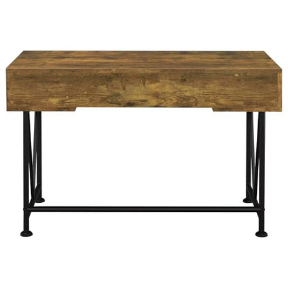 Coaster Home Furnishings Analiese Rustic 47-Inch 3-Drawer Home Office Computer Writing Desk Study Table with Storage Engineered Eco-Friendly Wood Look Laminate Sturdy Steel Rustic Nutmeg 801541 - color: Rustic Nutmeg