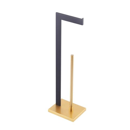GERZWY Free Standing Toilet Paper Holder, SUS 304 Stainless Steel Toilet Paper Stand with Reserve (Black & Gold) DZY004-BD - color: Black & Gold
