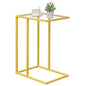C Table Side End Table, Small C Shaped Table for Sofa,Glass Couch Sofa Tray Snack Table for Living Room, Bedroom,TV Tray Table for Small Space,Accent Coffee Table,Nightstand with Metal Frame(Yellow) - color: Yellow