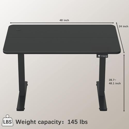 Furmax 48 Inches Electric Height Adjustable Standing Desk Home Office Desk | Large Sit Stand Up Computer Desk Memory Preset with T-Shaped Metal Bracket, Black - color: Black, size: 48 Inch