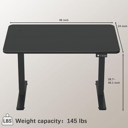 Furmax 48 Inches Electric Height Adjustable Standing Desk Home Office Desk | Large Sit Stand Up Computer Desk Memory Preset with T-Shaped Metal Bracket, Black - color: Black, size: 48 Inch