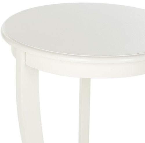 SAFAVIEH Furniture - Mary Pedestal Table - Distressed Cream - Solid Wood - Farmhouse Pedestal Design - Ideal for Living Room, Entryway, Home Office, 18.1" W x 18.1" D x 26" H (AMH5711C) - color: Distressed Cream