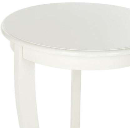 SAFAVIEH Furniture - Mary Pedestal Table - Distressed Cream - Solid Wood - Farmhouse Pedestal Design - Ideal for Living Room, Entryway, Home Office, 18.1" W x 18.1" D x 26" H (AMH5711C) - color: Distressed Cream