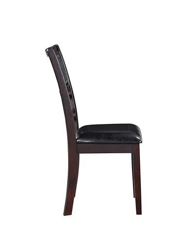 New Classic Furniture Gia Dining Chair (Set of Six), Black PU Upholstered Seat & Back Rest, Ebony - color: Ebony, size: Set of 6, style: Dining Chair