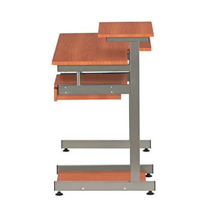 Techni Mobili 38"W Desk with Printer/Keyboard Tray & CPU Platform, Cherry | Compact workstation, home office computer desk, CPU storage, pull-out keyboard tray, small space furniture