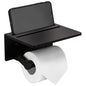 Toilet Paper Holder with Shelf, Black Anti-Rust Aluminum Tissue Roll Holder with Mobile Phone Storage Shelf for Bathroom, 3M Self Adhesive No Drilling or Wall Mounted with Screws - color: Black