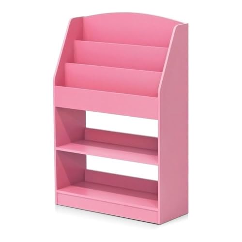Furinno LOVA Book Shelf, 5-Tier Magazine Bookshelf, Bookcase with Open Shelves Storage, 9.4 x 24.6 x 37, for Living Room, Bedroom, Home Office, Pink - color: Pink, size: 5-Shelf