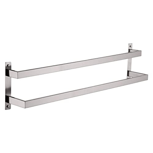 KOKOSIRI Bath Towel Bars 32 Inches Bathroom 2-Tiers Ladder Towel Rails Towel Holders Wall Mounted Towels Shelves Rack Brushed Stainless Steel, B5008BR-L32 - color: Brushed Nickel, size: 32-Inch