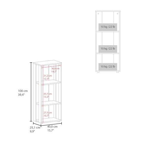 16" Storage Cabinet with 3-Open-Shelves, Practical Cabinets with Melamine Coating, Multifunctional Bookcase with Sturdy Construction for Vertical Use, Black