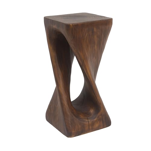Merax Twist Shape MGO Accent Side Table, Unique Modern End Table with Wide Pedestal & Tabletop, Small Drink Tables for Living Room, Bedroom Night Stand Bedside Table, No Assembly Required, Brown - color: Brown, size: Twist Shaped