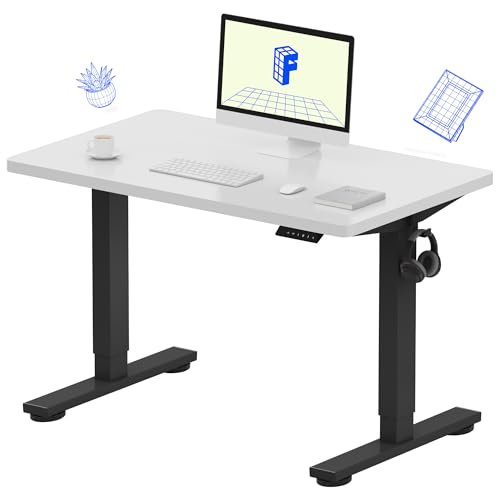 FLEXISPOT EN1 One-Piece Standing Desk, Electric Adjustable with 4 Memory Presets, 176 LBS Capacity, Stable & Quiet, Seamless Desktop for Home Office & Dual Monitors, 40"x24" White - color: White, size: 40x24"