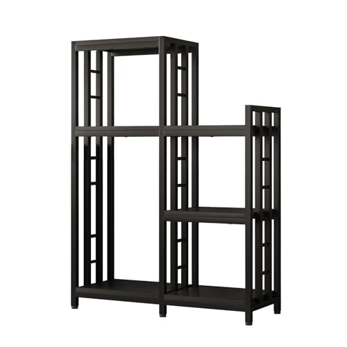 6-Tier Microwave Stand, Freestanding Kitchen Baking Rack, Height Adjustablebakers Shelf, Spice Rack, Mini Fridge, Coffee Bar for Living Room Black - color: Black