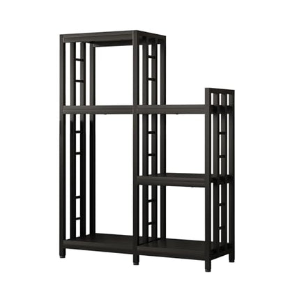 6-Tier Microwave Stand, Freestanding Kitchen Baking Rack, Height Adjustablebakers Shelf, Spice Rack, Mini Fridge, Coffee Bar for Living Room Black - color: Black