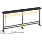 YATINEY 70.9" Console Table with Adjustable Height (27.6"-35.4") and Power Outlet, Skinny Behind Couch Table, Narrow Long Sofa Table for Living Room, Hallway, Entryway, Black CT08UBB - color: Black, size: 70.9"L x 5.9"W x 27.6-35.4"H