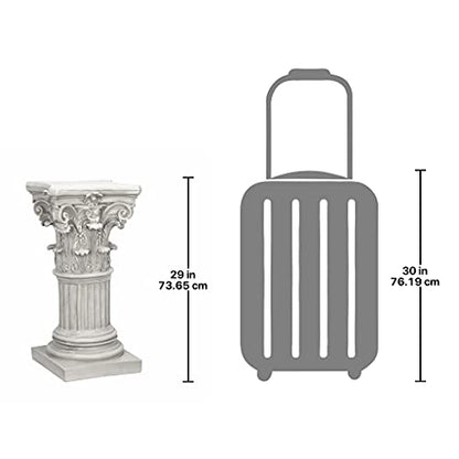 Design Toscano Corinthian Pedestal Column Plant Stand, Medium 29 Inch Tall, Cast Stone Resin, Antique Stone Finish - size: Medium, style: Corinthian