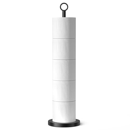 Toilet Paper Holder Stand(with Reserve Function), Free-Standing Spare Rolls Storage Holder, Stainless Steel, Black - color: Matte Black