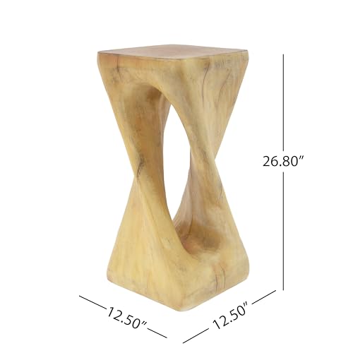 Merax Twist Shape MGO Accent Side Table, Unique Modern End Table with Wide Pedestal & Tabletop, Small Drink Tables for Living Room, Bedroom Night Stand Bedside Table, No Assembly Required, Natural - color: Natural, size: Twist Shaped