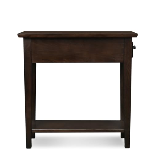 Leick Home 15-In Wide End Table, Solid Wood Construction, One Drawer, One Lower Shelf, Narrow Width, Easy-Assembly, Chocolate Oak, 15.0 In. W x 24.0 In. D x 24.0 In. H, 10071-CH - color: Chocolate Oak