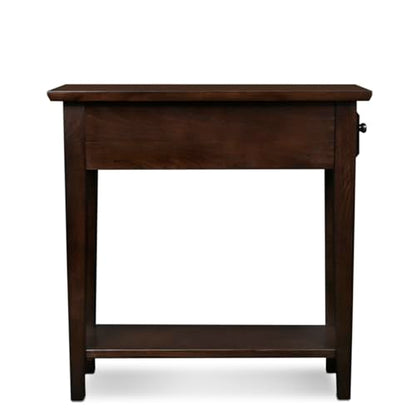 Leick Home 15-In Wide End Table, Solid Wood Construction, One Drawer, One Lower Shelf, Narrow Width, Easy-Assembly, Chocolate Oak, 15.0 In. W x 24.0 In. D x 24.0 In. H, 10071-CH - color: Chocolate Oak