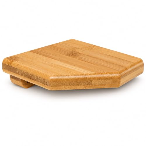 DECHOUS 5.5" Small Corner Shelf Wall Mounted, Natural Bamboo Floating Corner Shelves for Living Room, Wooden Round Rack for Security Camera & Plant