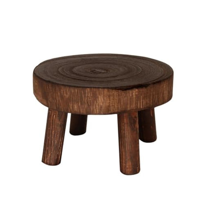 Wood Plant Stands Indoor Outdoor, 9cm/3.5 Tall Plant Holder Wooden Stool Display Stand Flower Pot Stand Small Round Side Plant Table Planter Stands for Indoor Plants (Brown, 17cm)