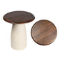 JONATHAN Y Otto 18" Round Mango Wood and Iron End Table, Modern Side Table with Curved Pedestal Base for Living Room, Bedroom, Small Spaces, Walnut and Warm Ivory END5001B - color: Walnut Wood/Warm Ivory, style: Round Top