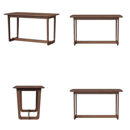 Solid Wood Writing Desk, 51.2 Inch Rubberwood Study Desk, Gaming Computer Table, Modern Home Office Desks with Round Edges, Simple Work Station for Living Room, Light Brown