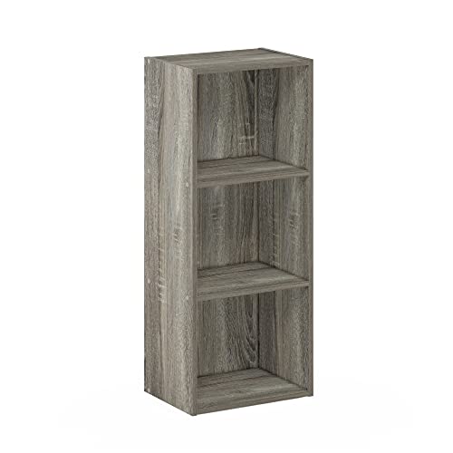 Furinno LUDER Book Shelf, 3-Cube Bookshelf, Bookcase with Open Shelves, 9.3 x 12 x 31.5, Easy Assembly, for Living Room, Bedroom, Home Office, Grey Oak - color: Grey Oak, size: 3-Cube, 9.3 x 12 x 31.5