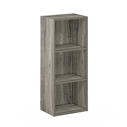 Furinno LUDER Book Shelf, 3-Cube Bookshelf, Bookcase with Open Shelves, 9.3 x 12 x 31.5, Easy Assembly, for Living Room, Bedroom, Home Office, Grey Oak - color: Grey Oak, size: 3-Cube, 9.3 x 12 x 31.5